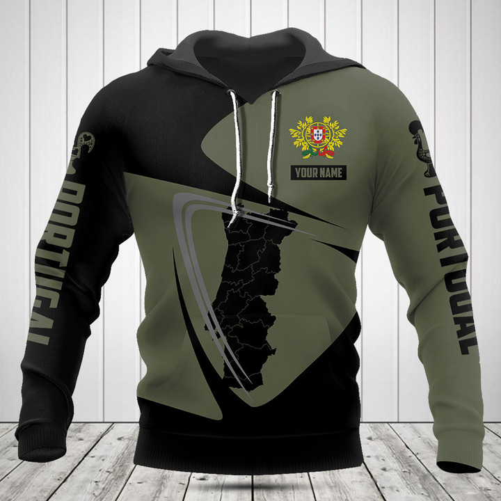 Customize Portugal Map Black And Olive Green Shirts