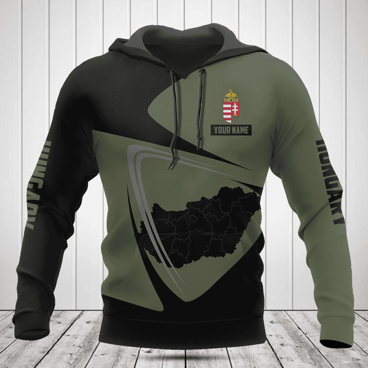 Customize Hungary Map Black And Olive Green Shirts