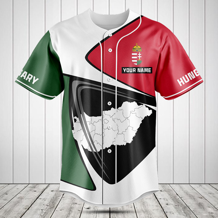 Customize Hungary Flag And Map Baseball Jersey Shirt