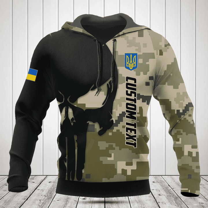 Customize Ukraine Black Skull Camouflage Shirts