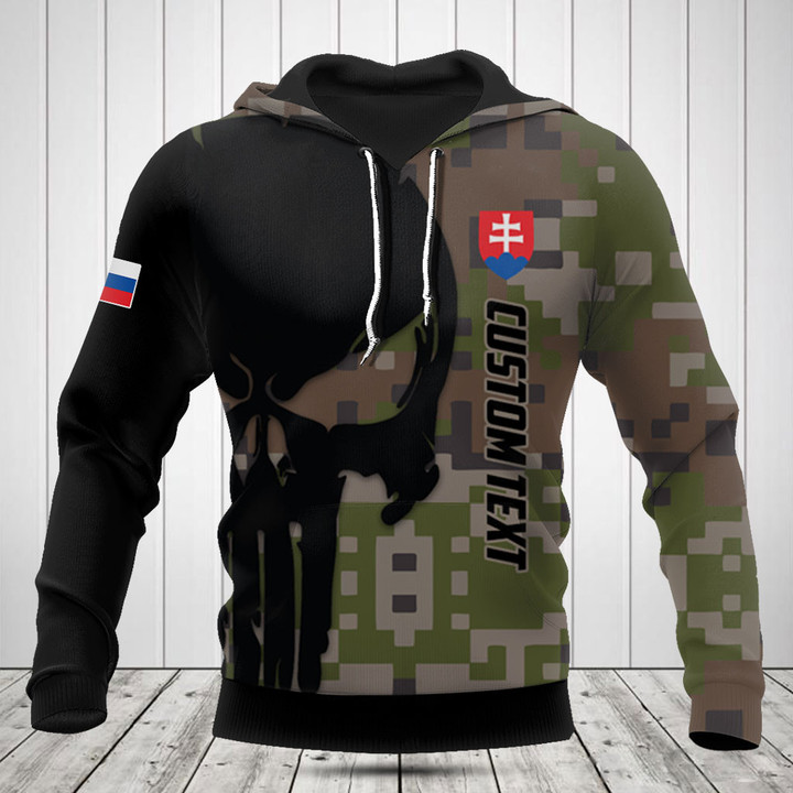 Customize Slovakia Black Skull Camouflage Shirts