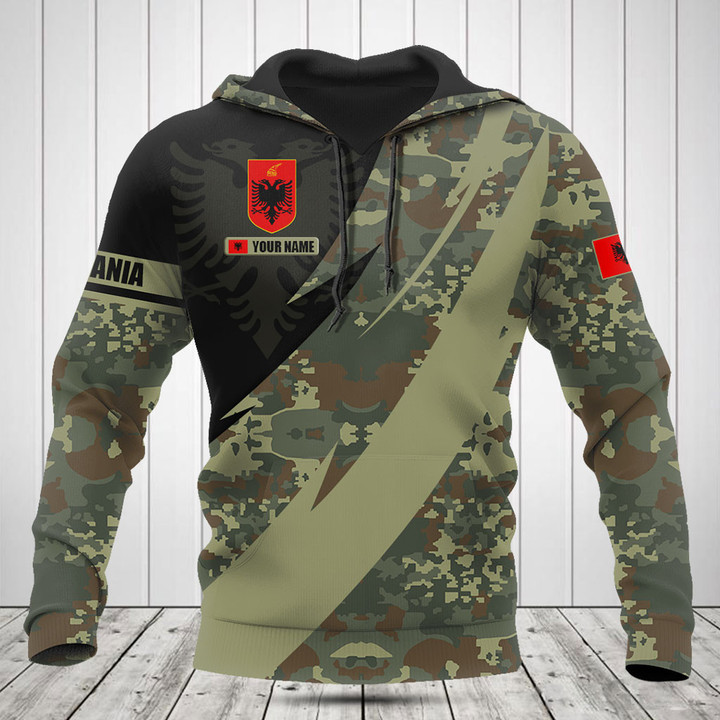 Customize Albania Coat Of Arms Camo Fire Style Shirts