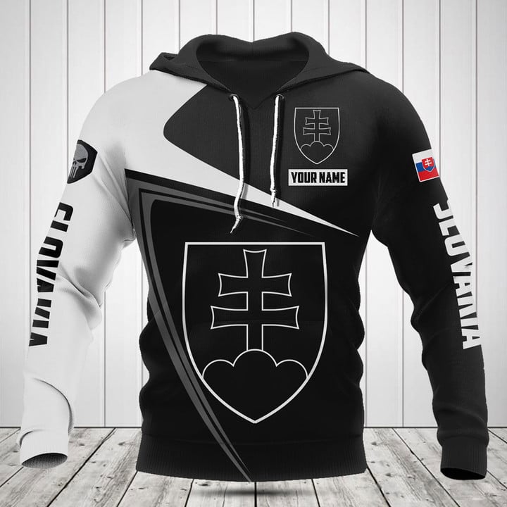 Customize Slovakia Symbol Black And White Skull Shirts