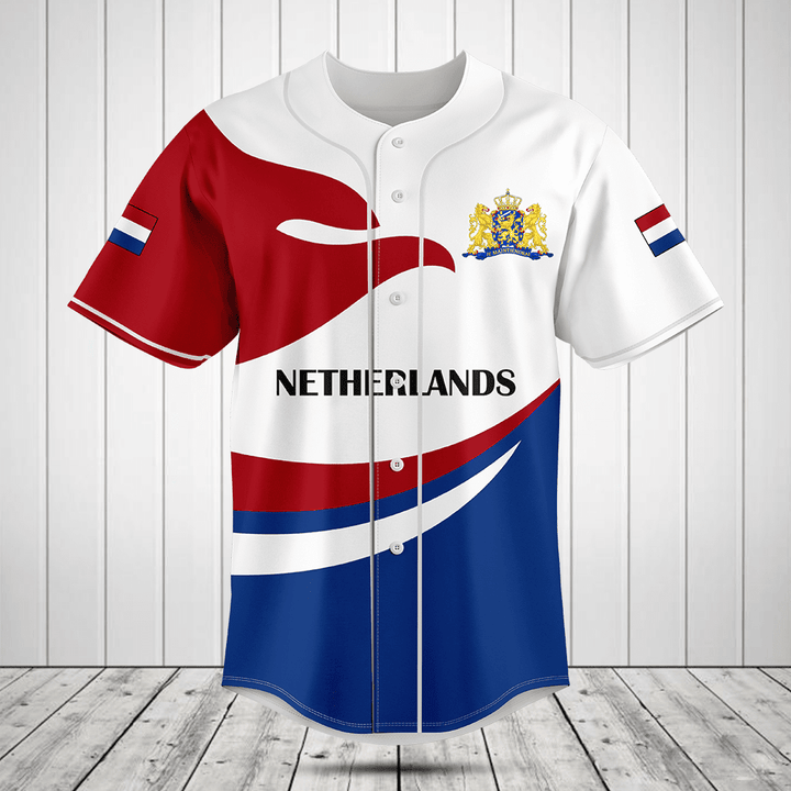 Netherlands Flag Fire Style Baseball Jersey Shirt