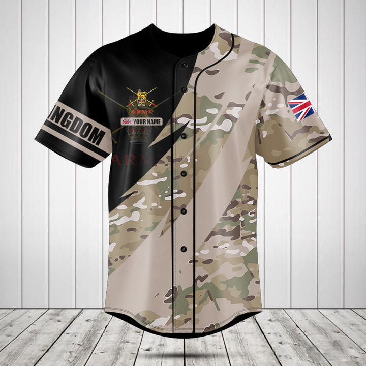 Customize British Army Symbol Fire Style Baseball Jersey Shirt