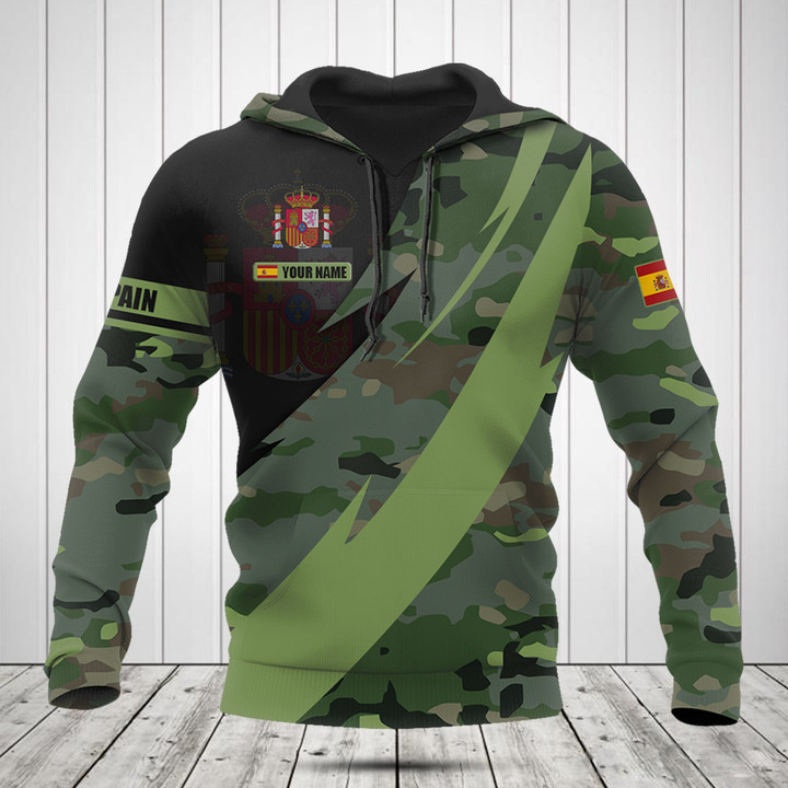 Customize Spain Coat Of Arms Camo Fire Style Shirts