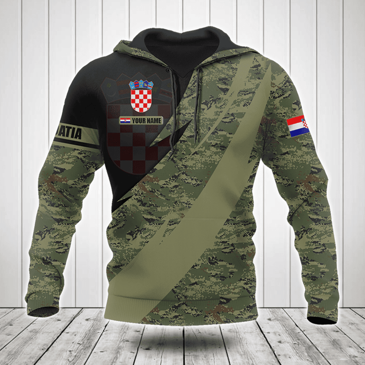 Customize Croatia Coat Of Arms Camo Fire Style Shirts