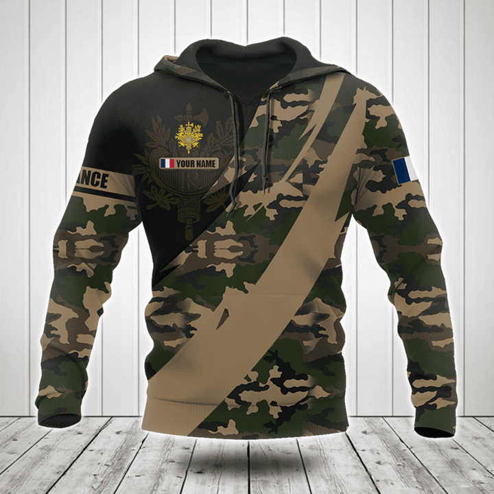 Customize France Coat Of Arms Camo Fire Style Shirts