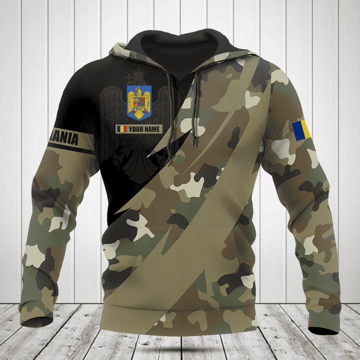 Customize Romania Coat Of Arms Camo Fire Style Shirts