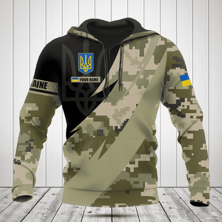 Customize Ukraine Coat Of Arms Camo Fire Style Shirts