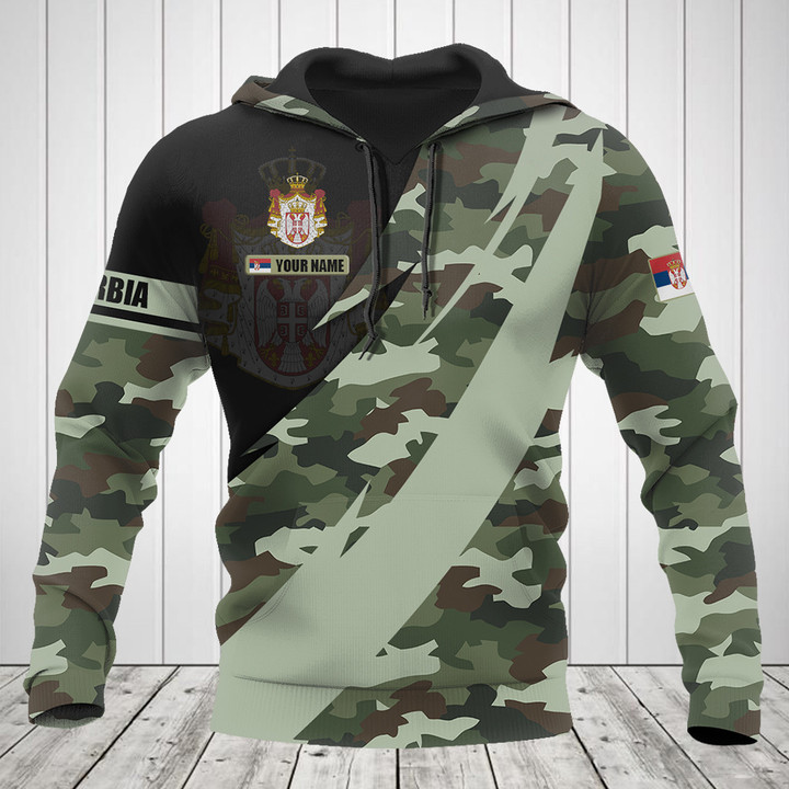 Customize Serbia Coat Of Arms Camo Fire Style Shirts