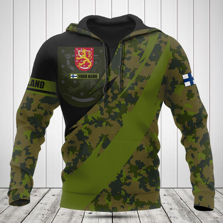 Customize Finland Coat Of Arms Camo Fire Style Shirts