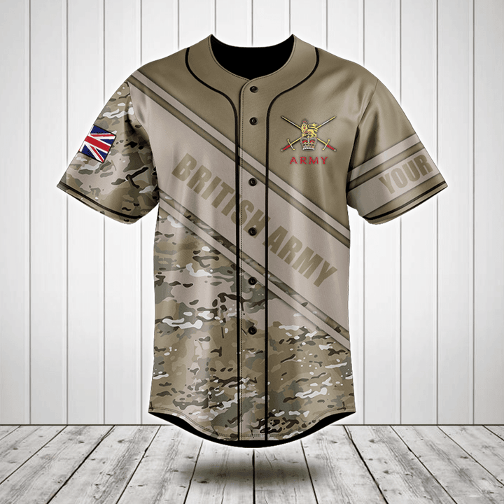 Customize British Army Symbol Camouflage 3D Baseball Jersey Shirt