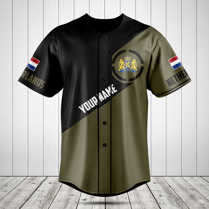 Customize Netherlands Coat Of Arms Round Baseball Jersey Shirt