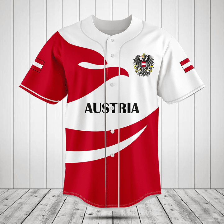 Austria Flag Fire Style Baseball Jersey Shirt