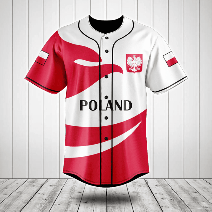 Poland Flag Fire Style Baseball Jersey Shirt