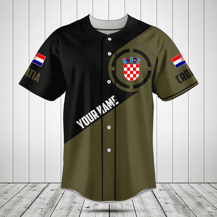 Customize Croatia Coat Of Arms Round Baseball Jersey Shirt