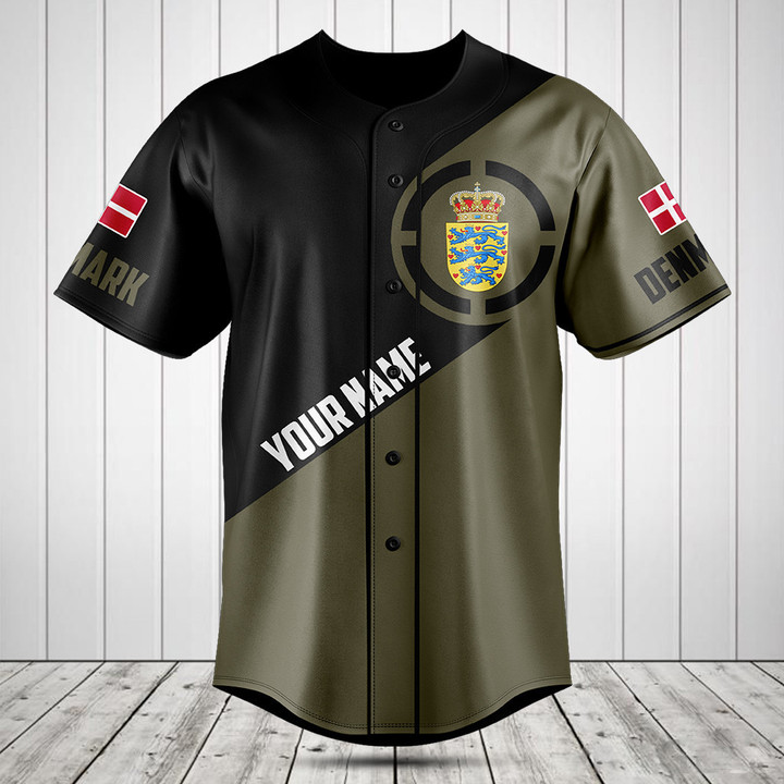 Customize Denmark Coat Of Arms Round Baseball Jersey Shirt
