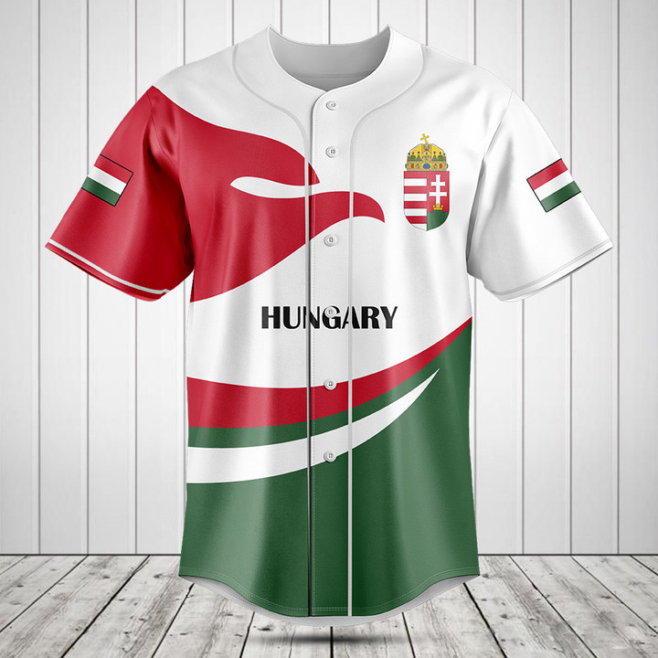 Hungary Flag Fire Style Baseball Jersey Shirt