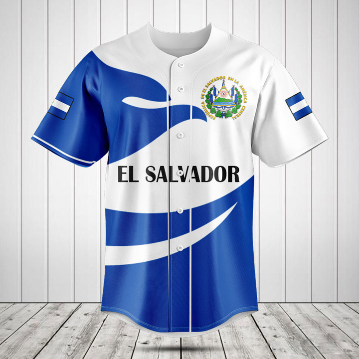 El Salvador Flag Fire Style Baseball Jersey Shirt
