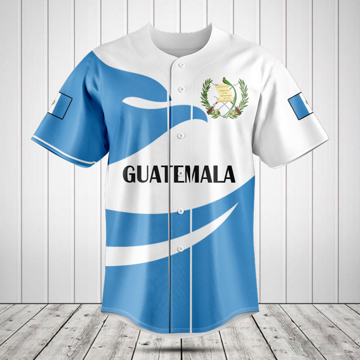 Guatemala Flag Fire Style Baseball Jersey Shirt