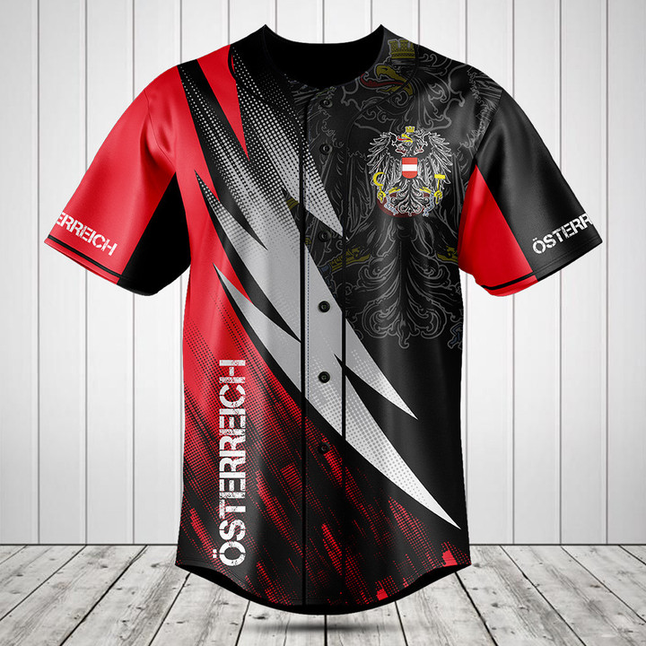 Österreich Coat Of Arms Fire Style Baseball Jersey Shirt