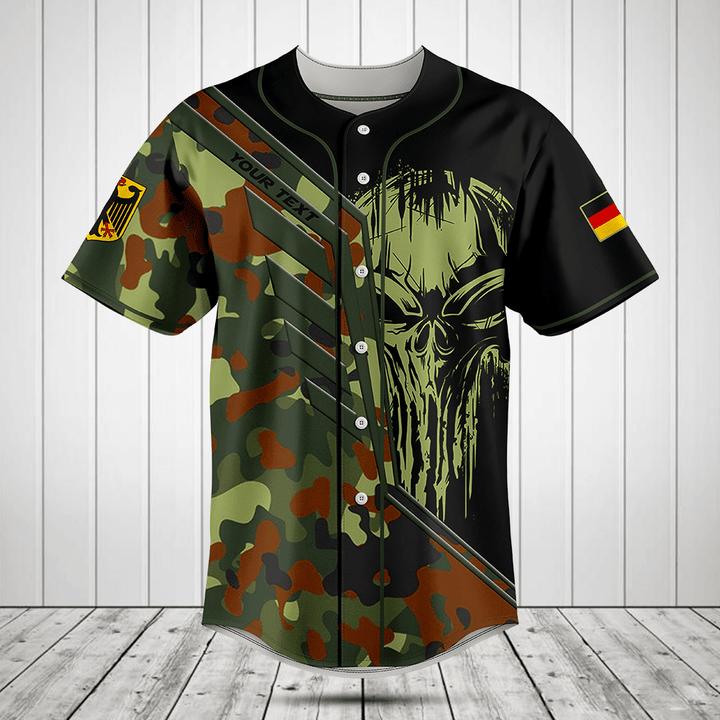 Customize Germany Wing Skull Camouflage Baseball Jersey Shirt