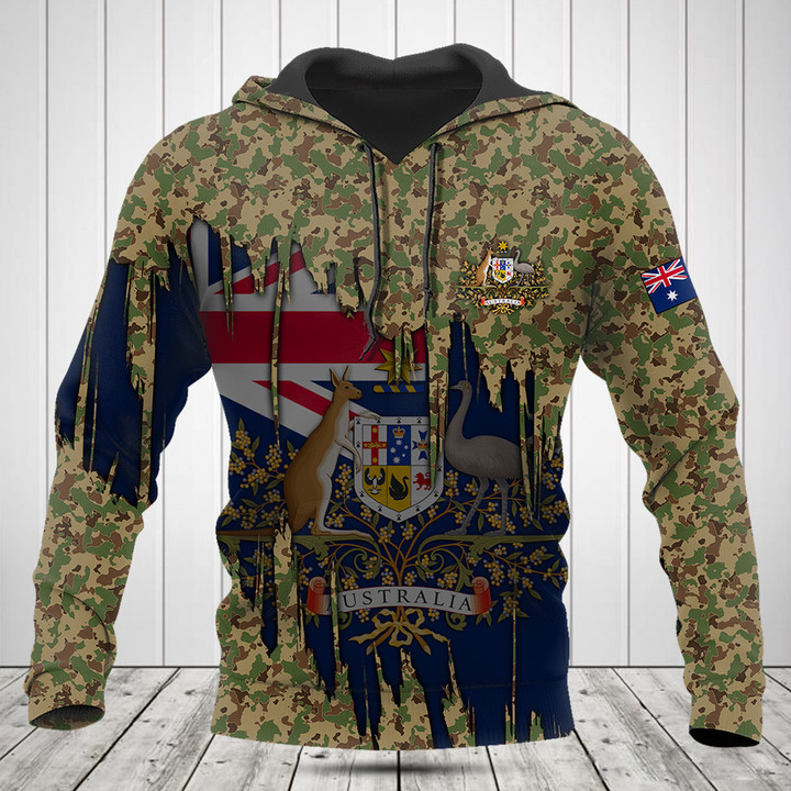 Customize Australia Flag And Coat Of Arms Camo Shirts