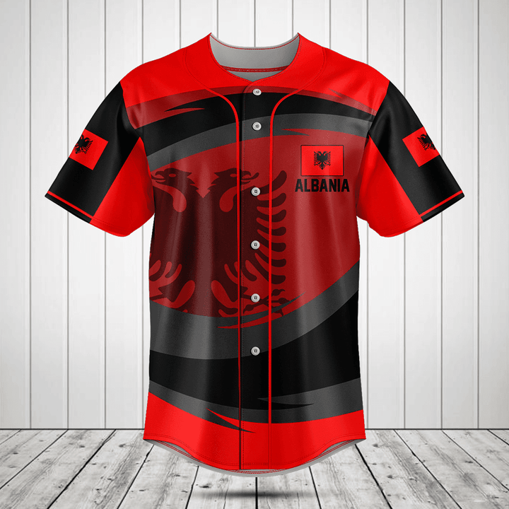 Customize Albania Eagle Tornado Baseball Jersey Shirt