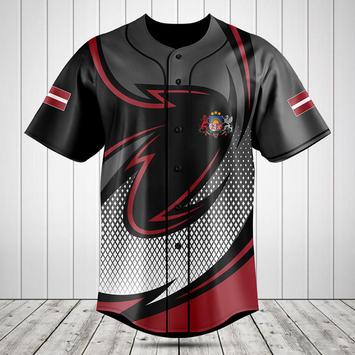 Customize Latvia Coat Of Arms Neon Style Baseball Jersey Shirt