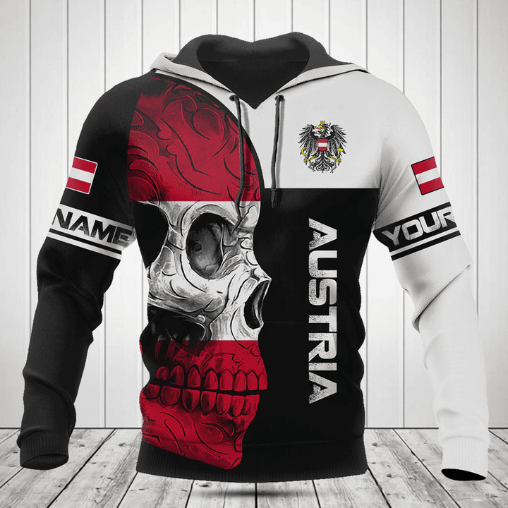 Customize Austria Skull Flag 3D Black And White Shirts