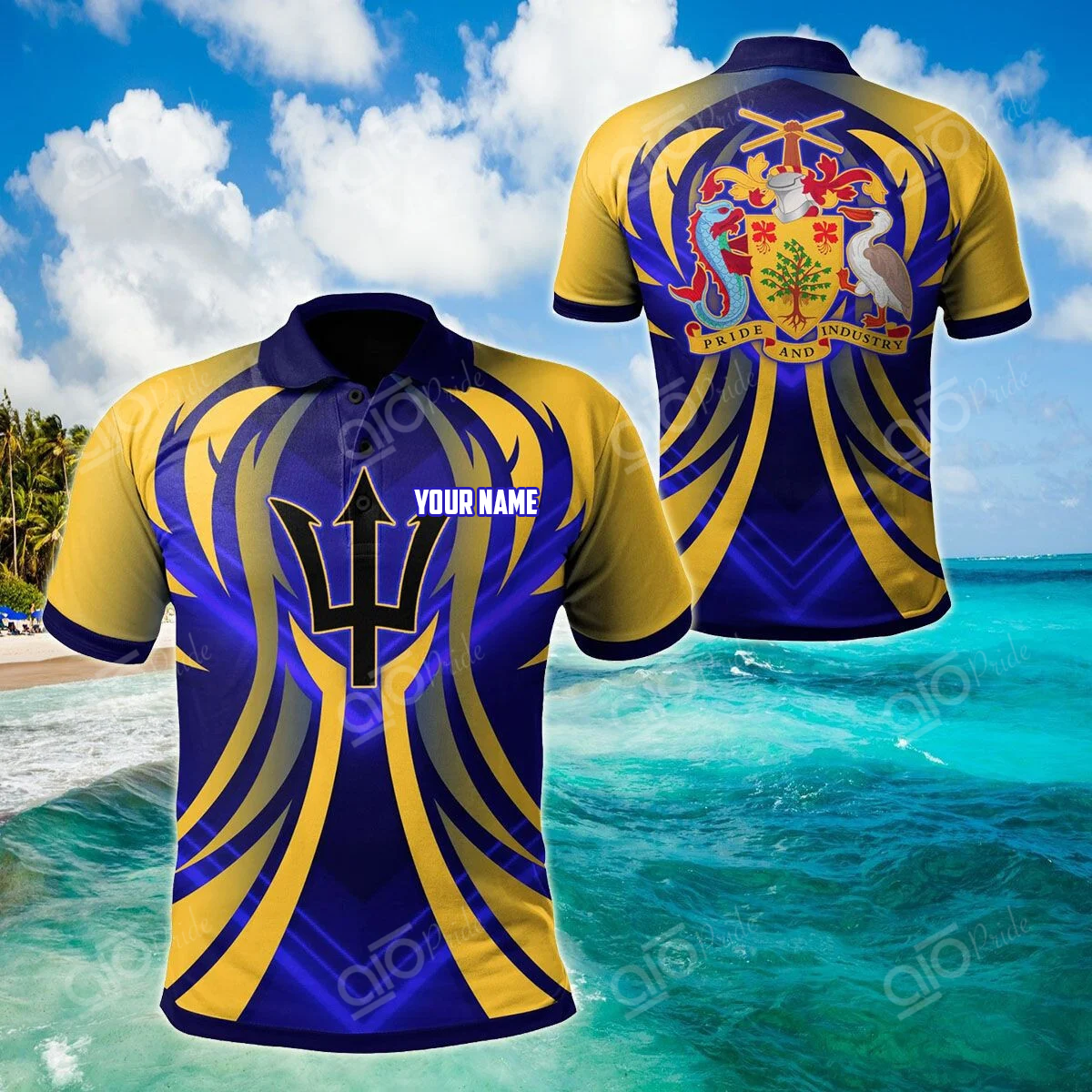 AIO Pride - Customize Barbados Line Version Unisex Adult Polo Shirt