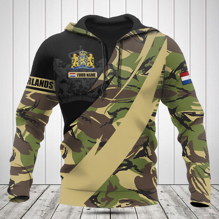 Customize Netherlands Coat Of Arms Camo Fire Style Shirts