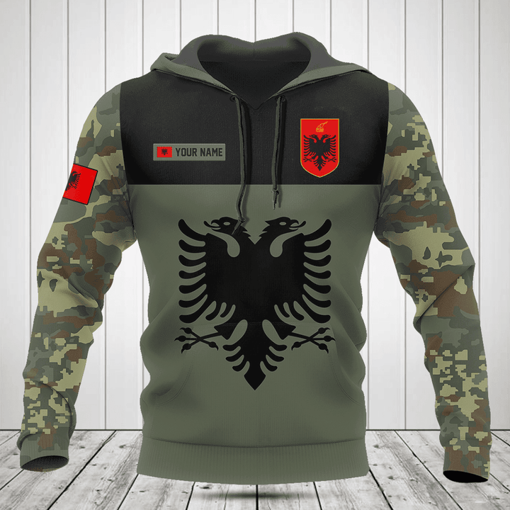 Customize Albania Coat Of Arms Camo Olive Green Shirts