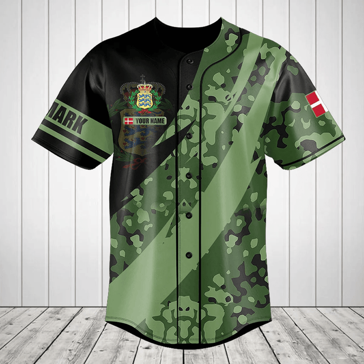 Customize Royal Danish Army Camo Fire Style Baseball Jersey Shirt