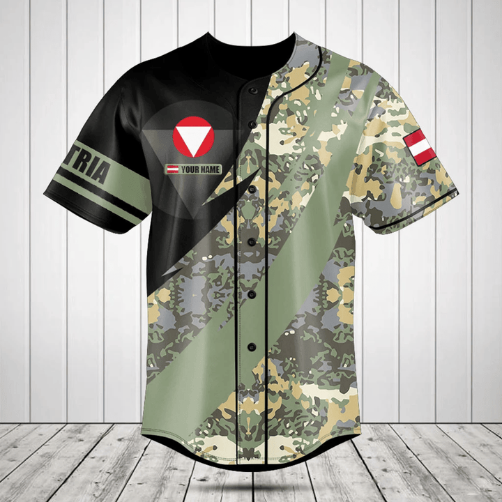 Customize Austrian Army Camo Fire Style Baseball Jersey Shirt