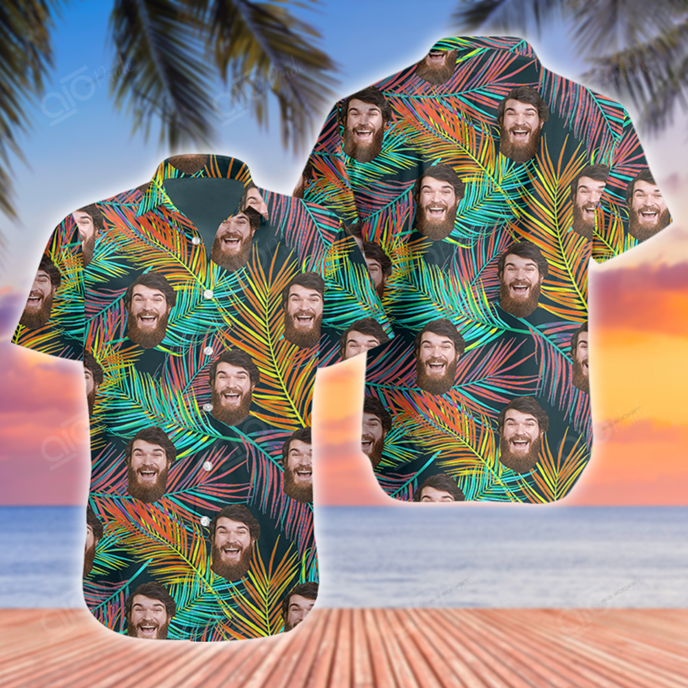 Customize Colorful Areca Palm Leaf Hawaiian Shirt