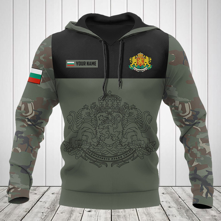 Customize Bulgaria Black Coat Of Arms Camo Shirts