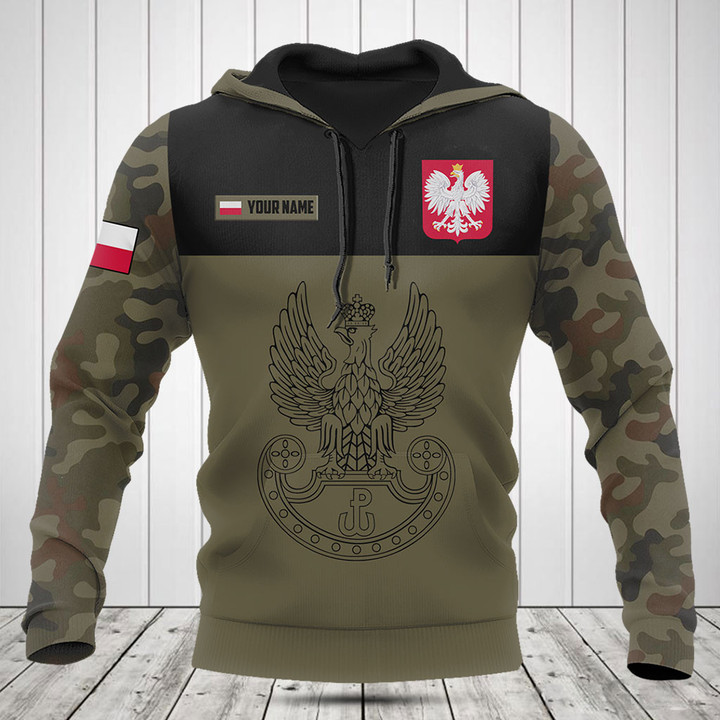 Customize Poland Black Coat of Arms Camo Shirts