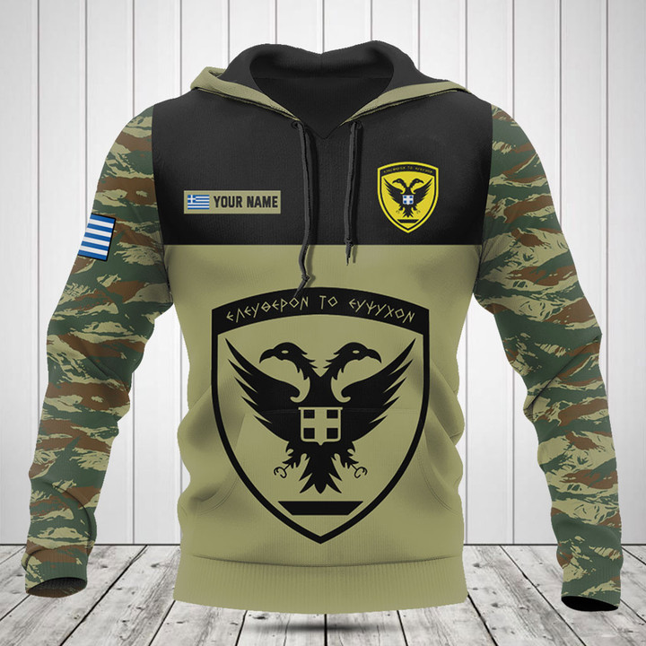 Customize Hellenic Army Black Symbol Camo Shirts