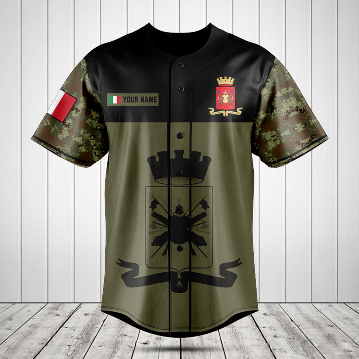 Customize Italy Army Black Symbol Baseball Jersey Shirt