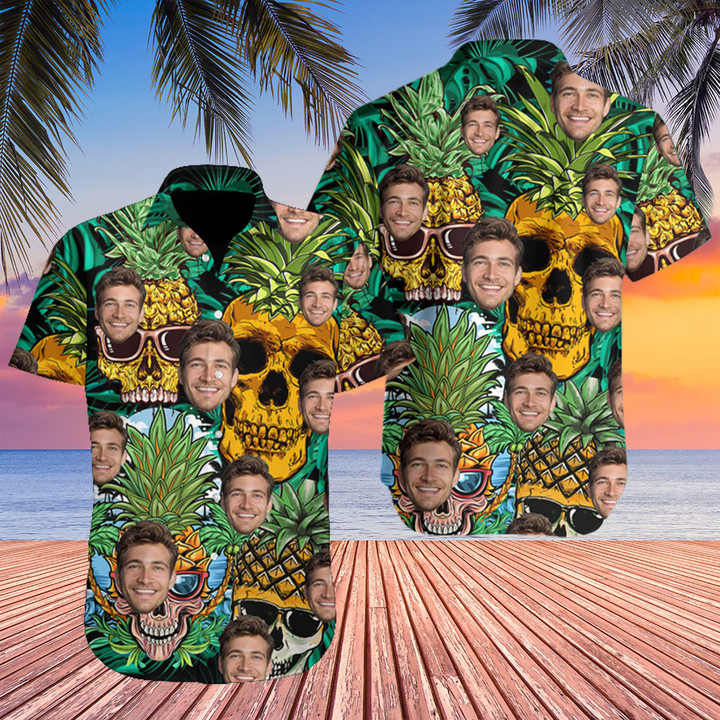 Customize Skull Pineapple Tropical Leaf Hawaiian Shirt
