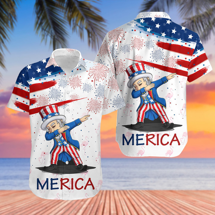 Uncle Sam Fire Work Independence Day Hawaiian Shirt