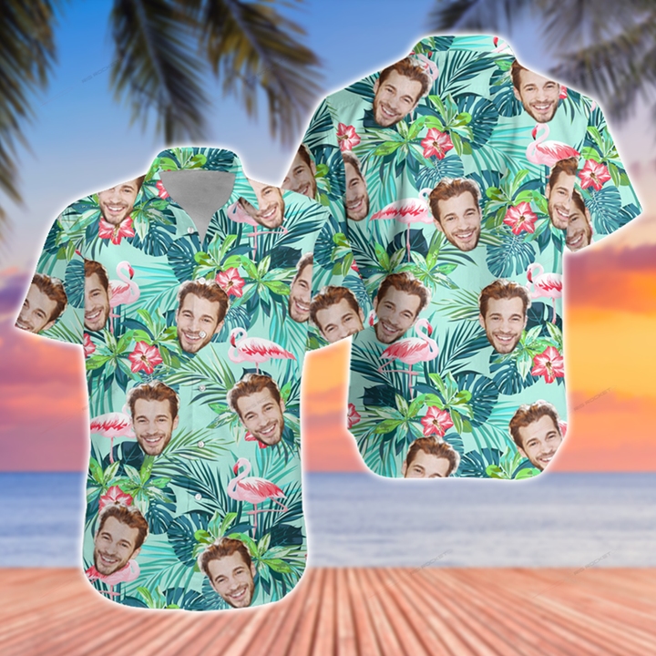 Customize Hibiscus Flamingo Leaf Pattern Hawaiian Shirt