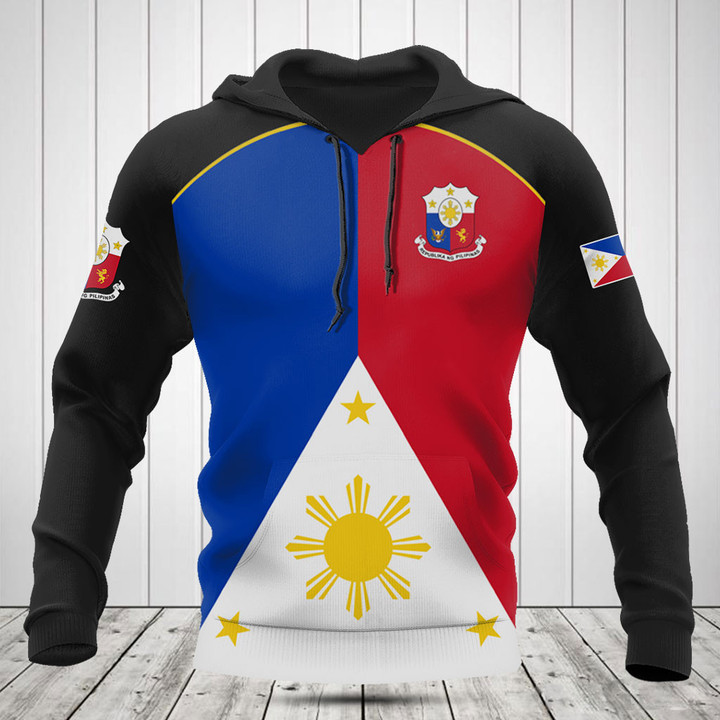 Philippines Pilipinas Coat of Arms And Flag Black Shirts