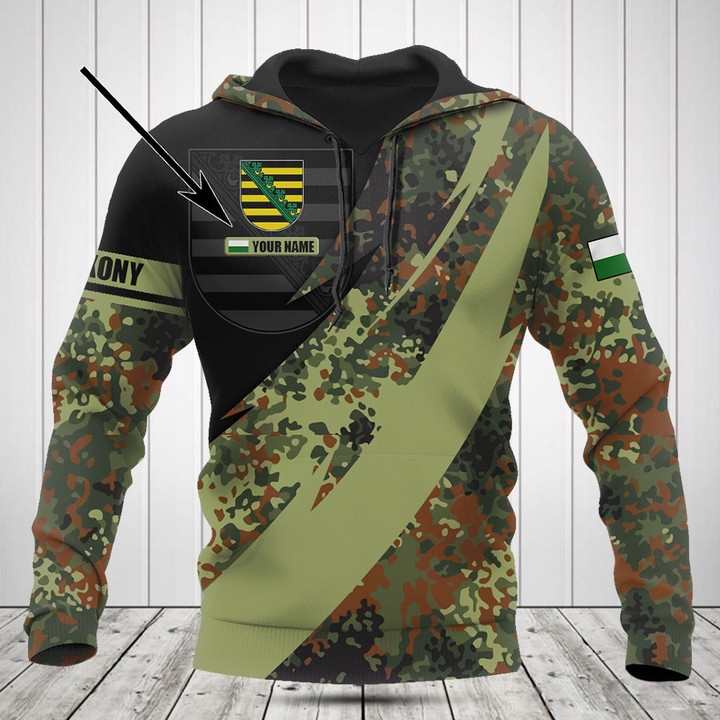 Customize Saxony Coat of Arms Camo Fire Style Shirts