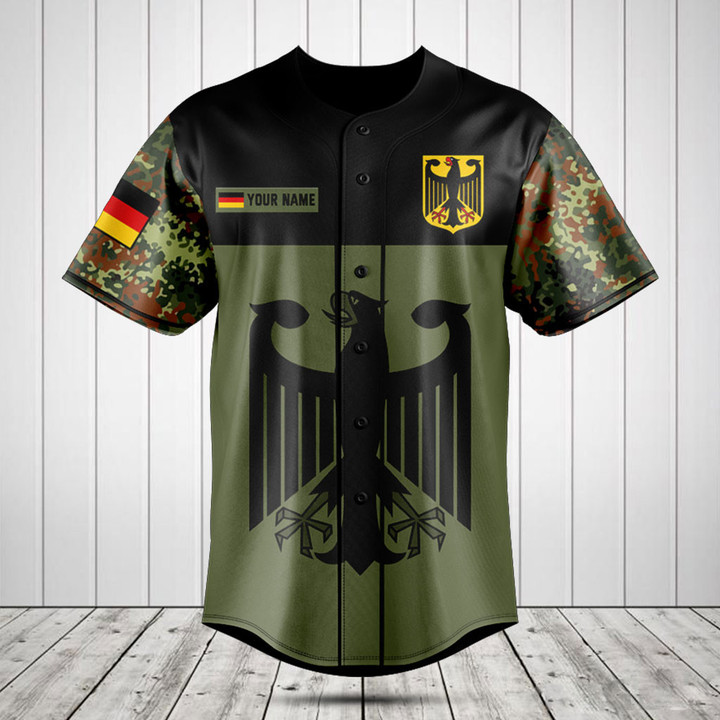 Customize Deutschland Black Eagle Camo Baseball Jersey Shirt