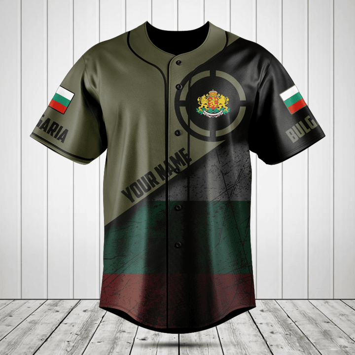 Customize Bulgaria Round Style Grunge Flag Baseball Jersey Shirt
