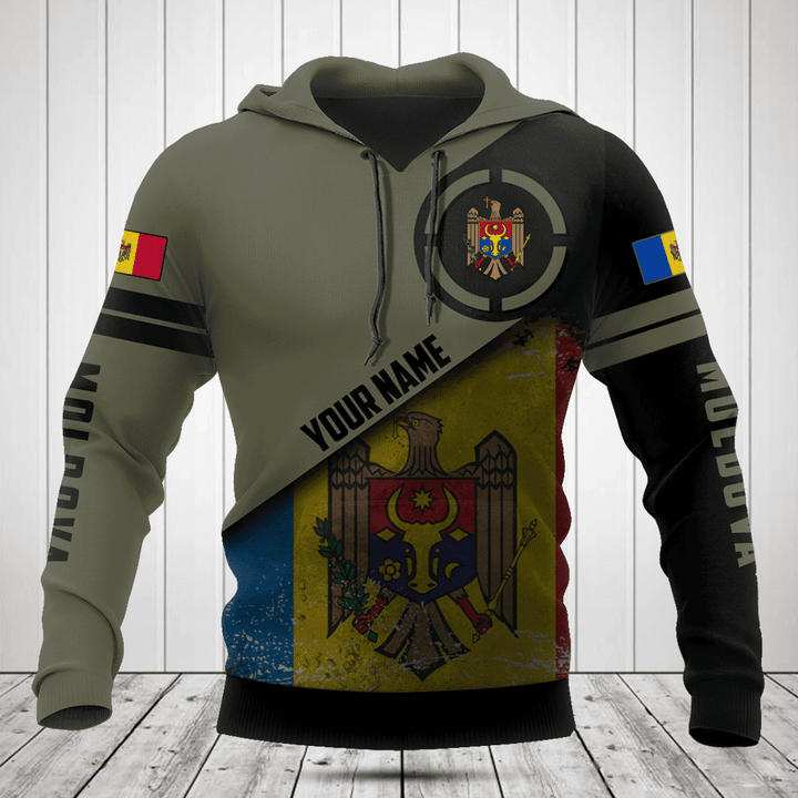 Customize Moldova Round Style Grunge Flag Shirts