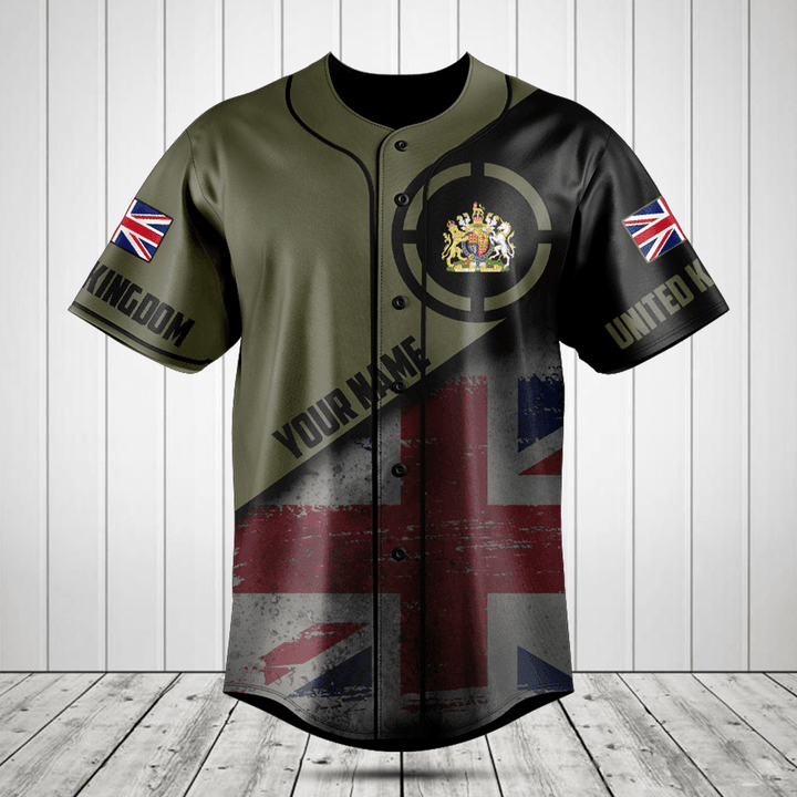 Customize United Kingdom Round Style Grunge Flag Baseball Jersey Shirt